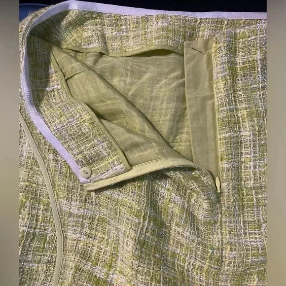 Lafayette 148 size 8P chartreuse pencil skirt with metallic threads EUC - Picture 12 of 12